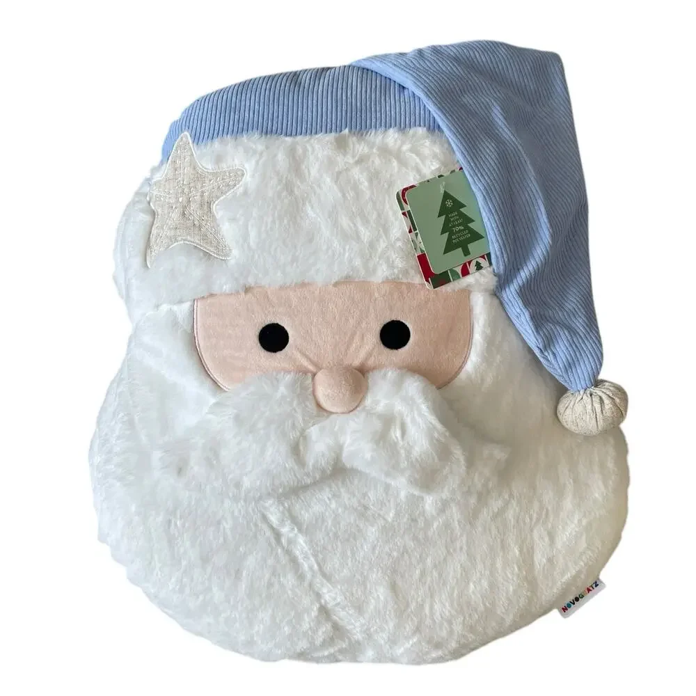 Coastal Starfish Santa Plush Throw Pillow Large 18x18 Beach Christmas NEW